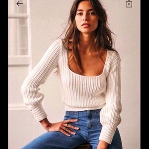 Sezane Mariette Sweater Square Neck Size Small